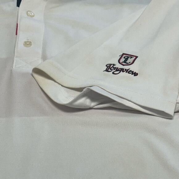 Foot Joy White Mens XL Long View Back Stripes Short Sleeve Polo Shirt Golf Poly - Picture 4 of 15